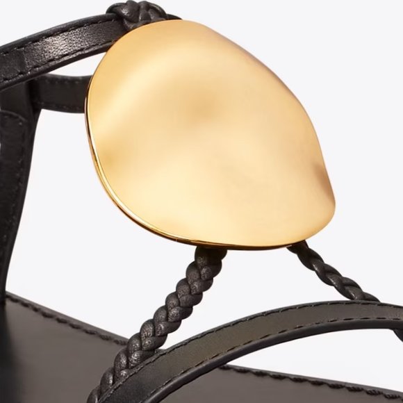 Tory Burch PATOS MULTI-STRAP SANDAL Black Gold Disc 7 8 - Picture 7 of 8